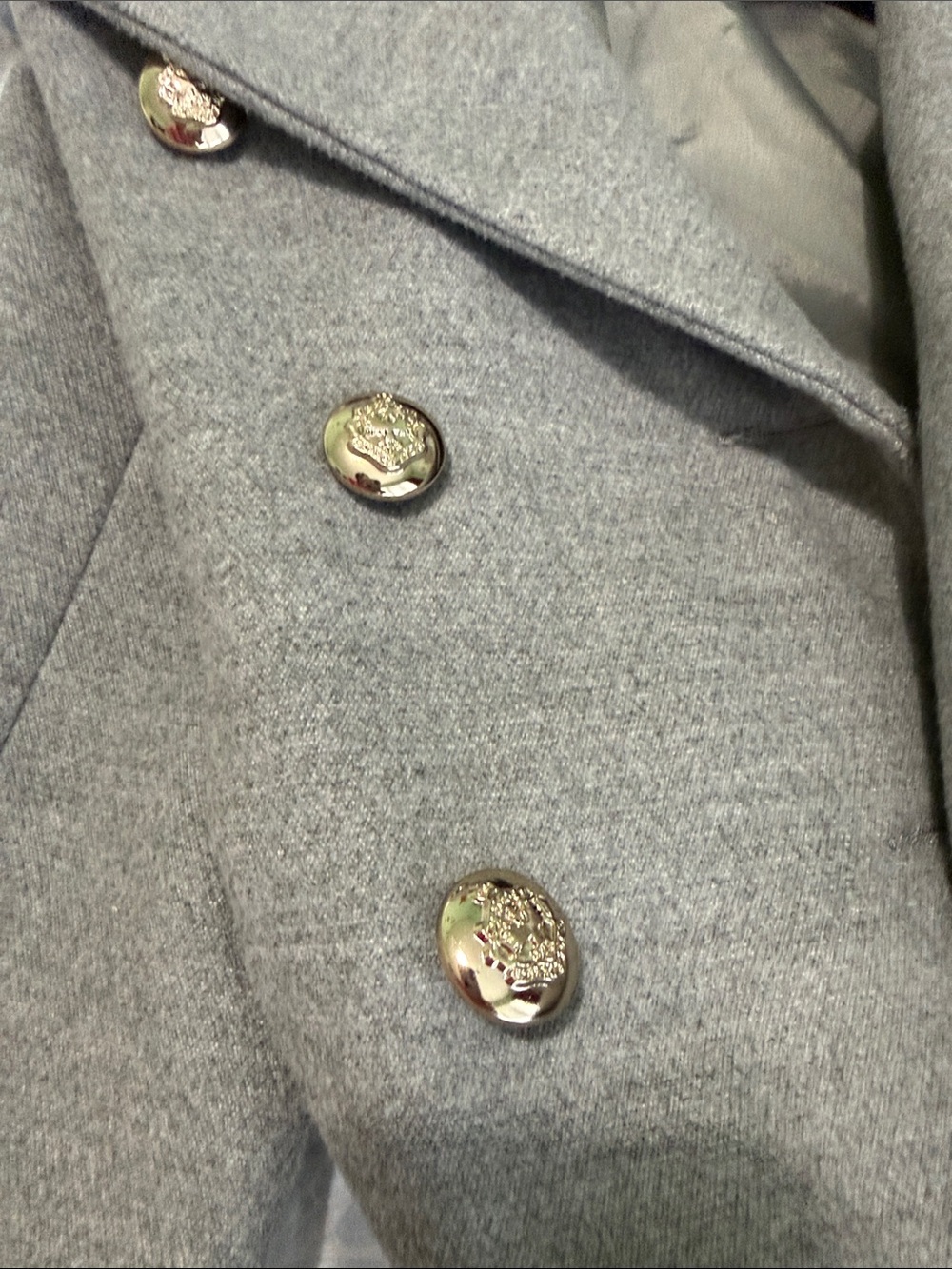 Top Shop Gray Double-Breasted Coat with removable Faux Fur Hood - Picture 4 of 4
